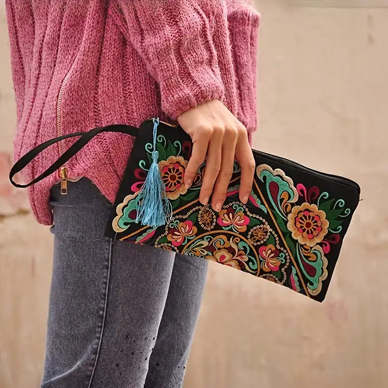 
                  
                    Women's Embroidered Zip Clutch - Large Coin Purse Phone Case: Any Design
                  
                