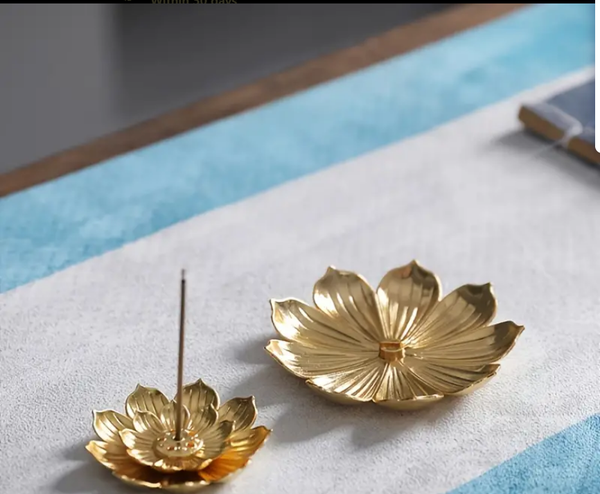 
                  
                    Golden Lotus Incense Holder, Yoga Meditation Decor Accessory
                  
                