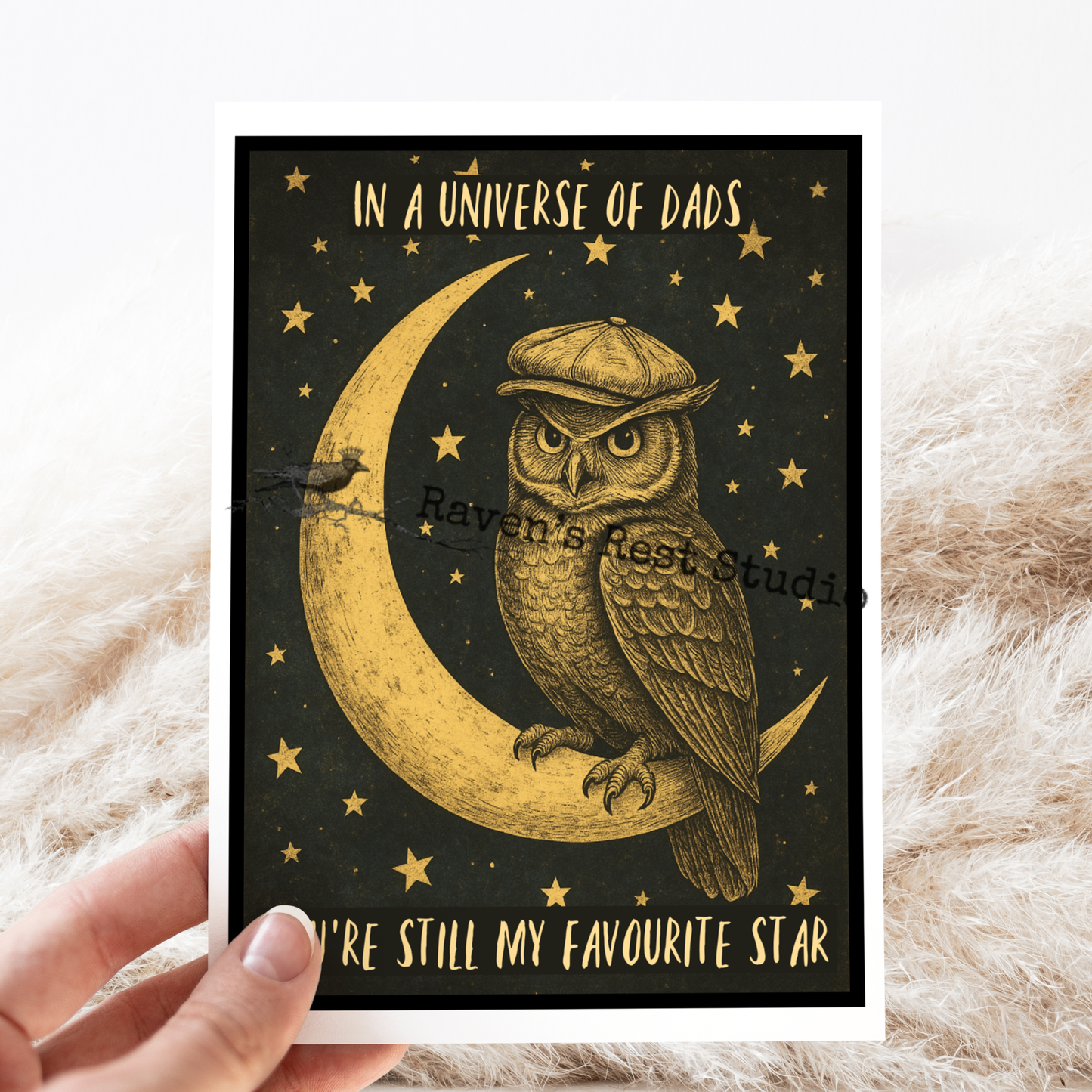 
                  
                    Greeting Card. For Dad. Vintage Owl. Father's Day. Moon Star
                  
                