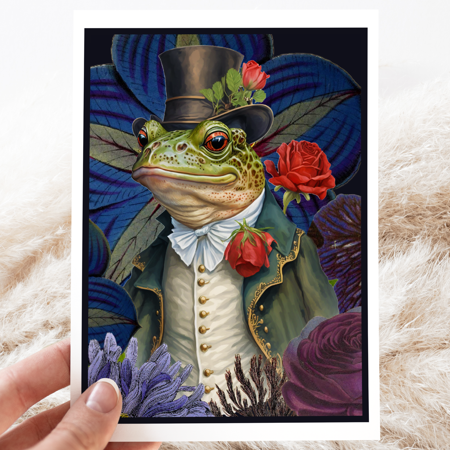 
                  
                    Greeting Card. Smartly Dressed Frog With Top Hat and Flowers
                  
                