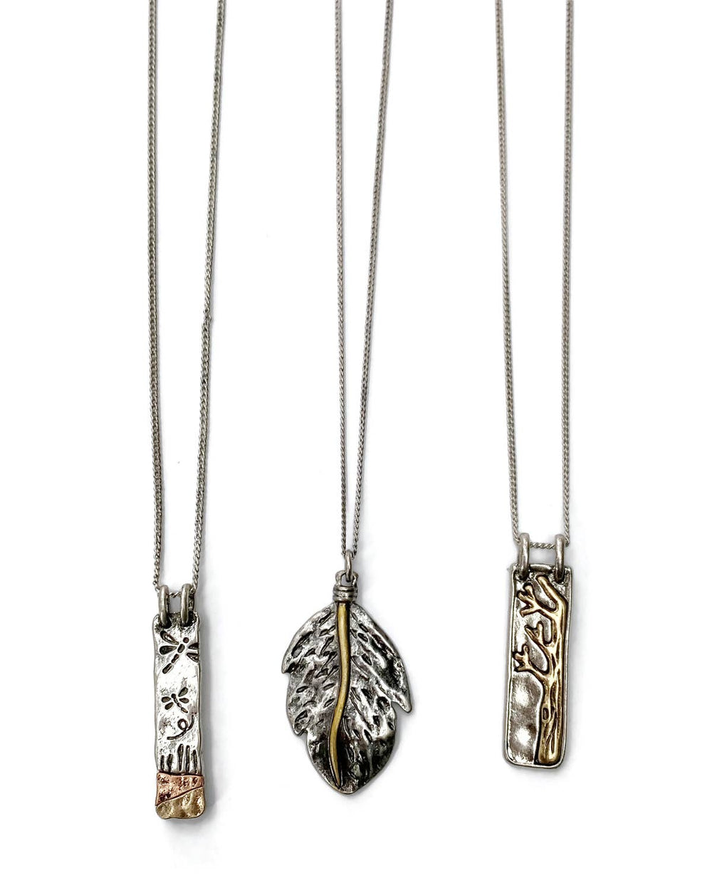 Antique Silver & Gold Nature Themed Charm Necklaces