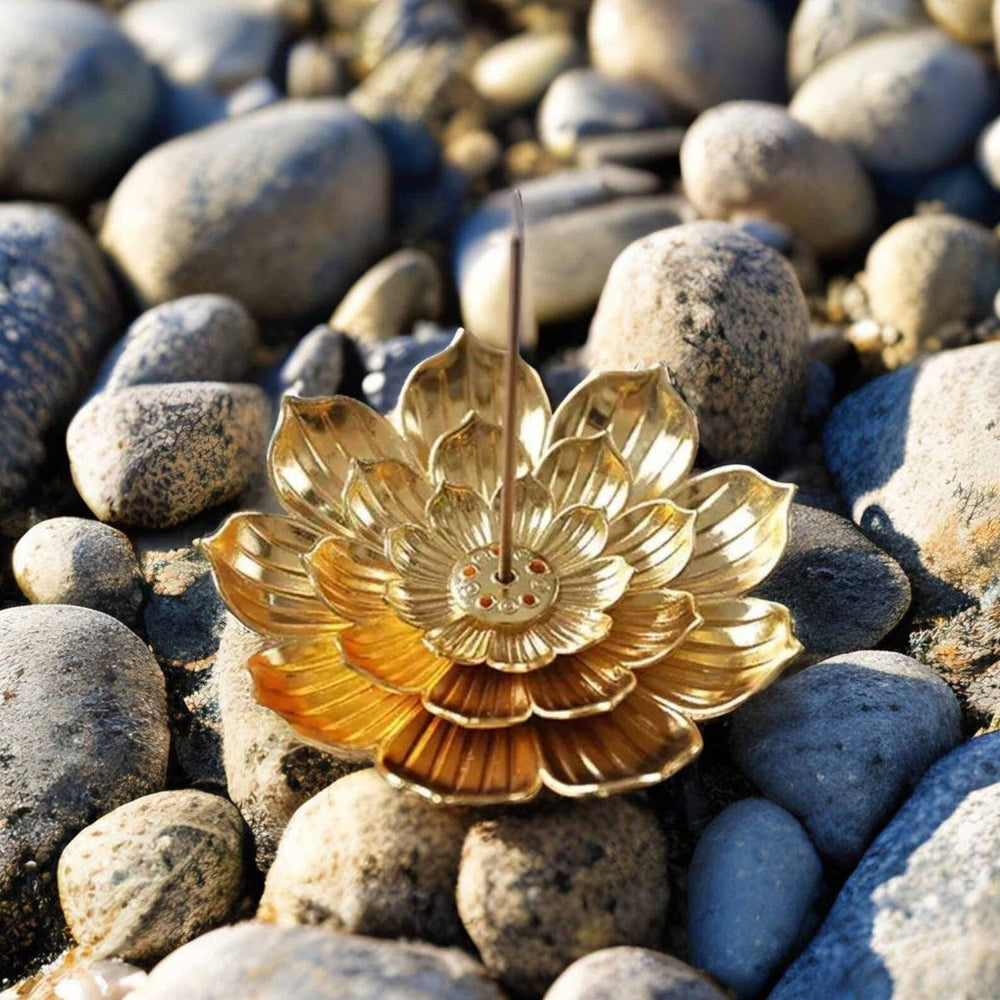 
                  
                    Golden Lotus Incense Holder, Yoga Meditation Decor Accessory
                  
                