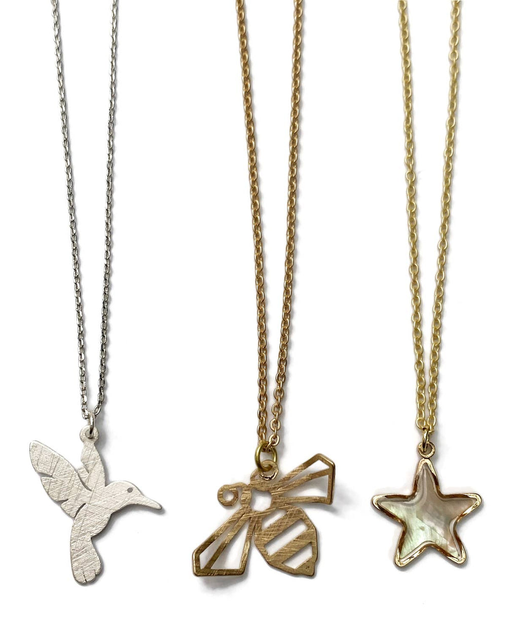 Star, Hummingbird & Bee Charm Necklaces