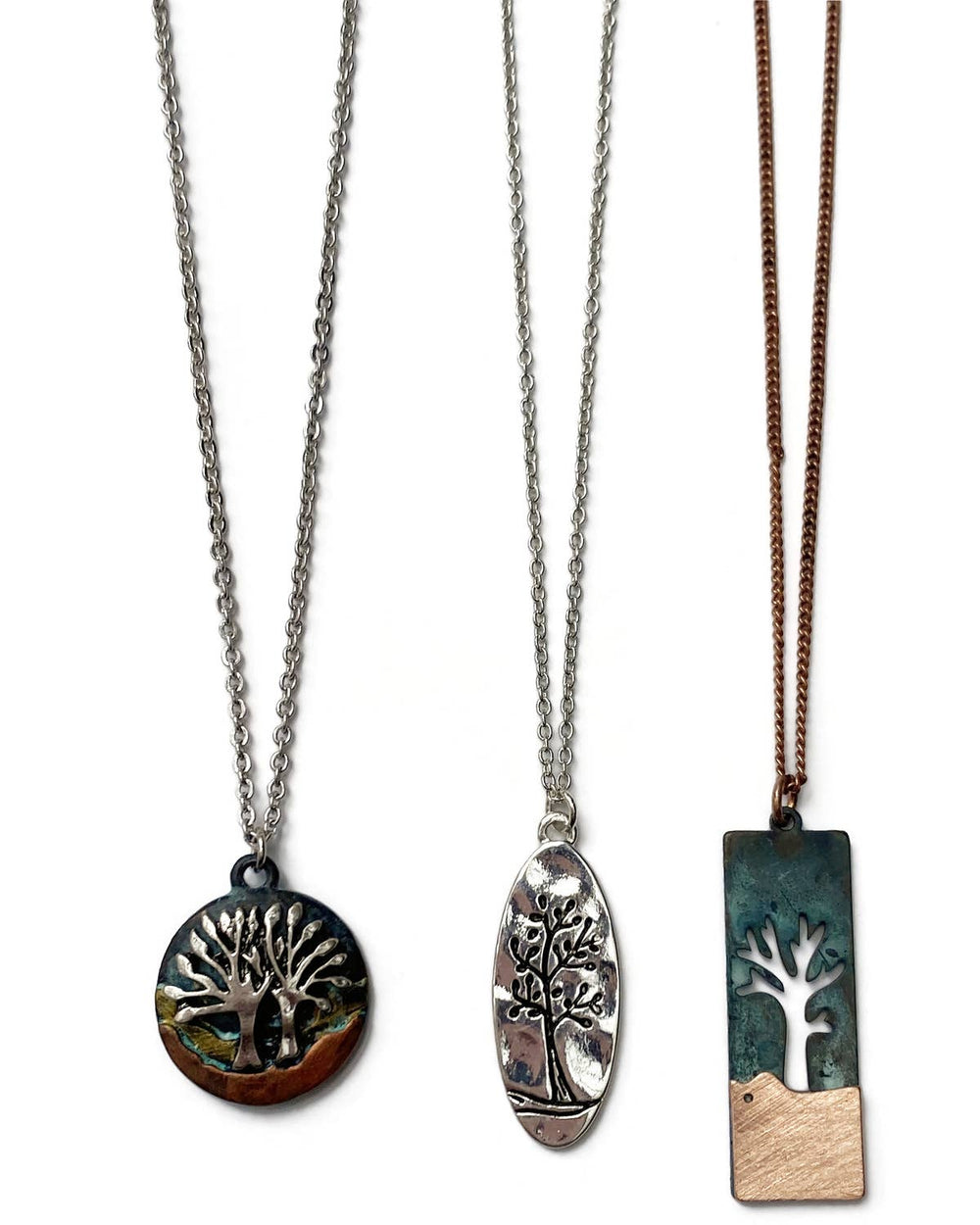 Antique Patina Tree of Life Charm Necklaces