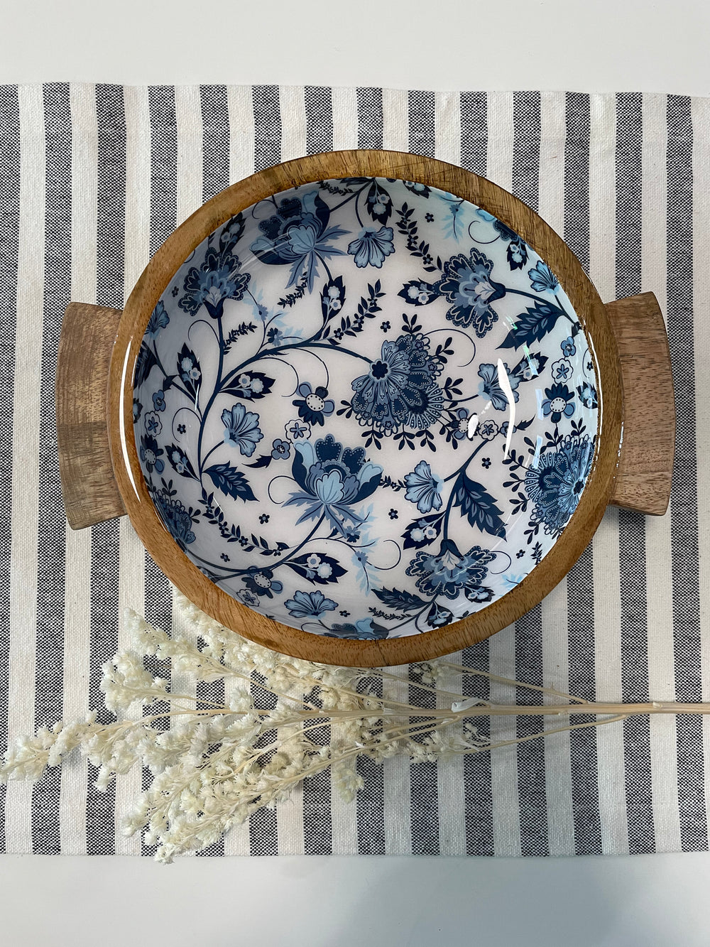 Turned Wooden Blue Bowl